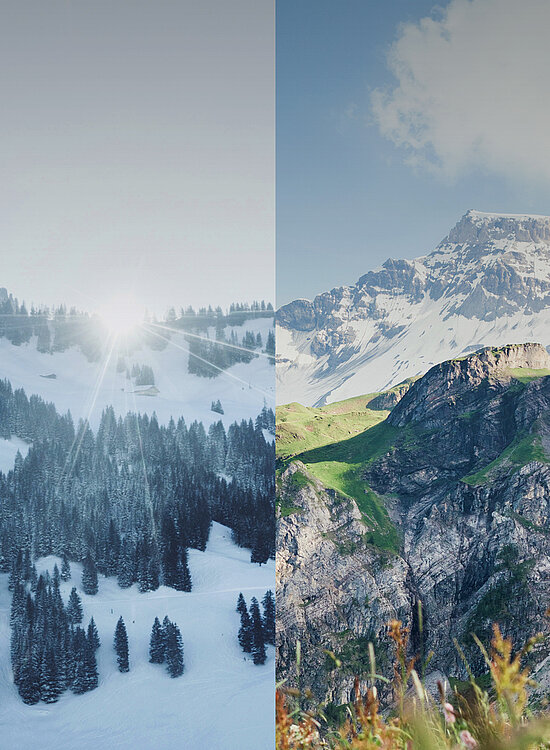 Wildstrubel, eine hälfte Sommer die andere Winter