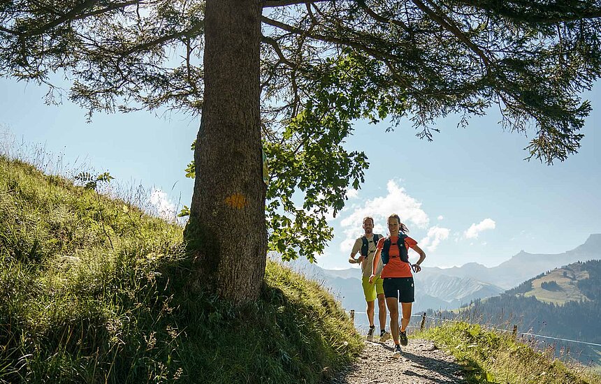 Zwei Personen beim Trail running