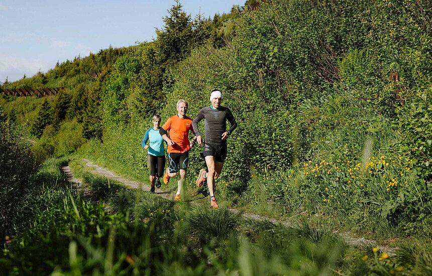 Drei Trailrunner auf der Tschentenalp